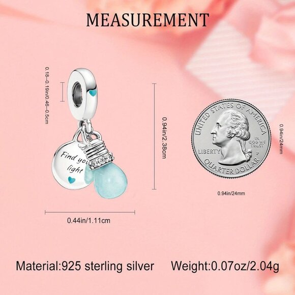 Sterling Silver Graduation Charm "Find Your Light" - Picture 2 of 3